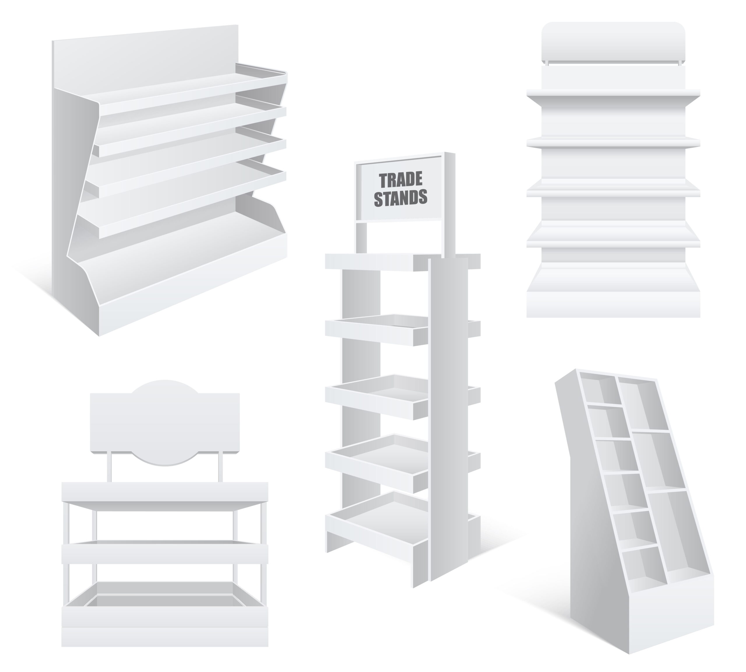 Exhibidores de cartón gris